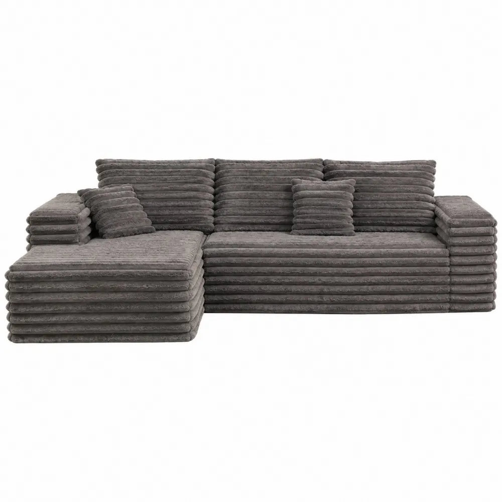 Sofa narożna welurowa antracytowa 300 cm