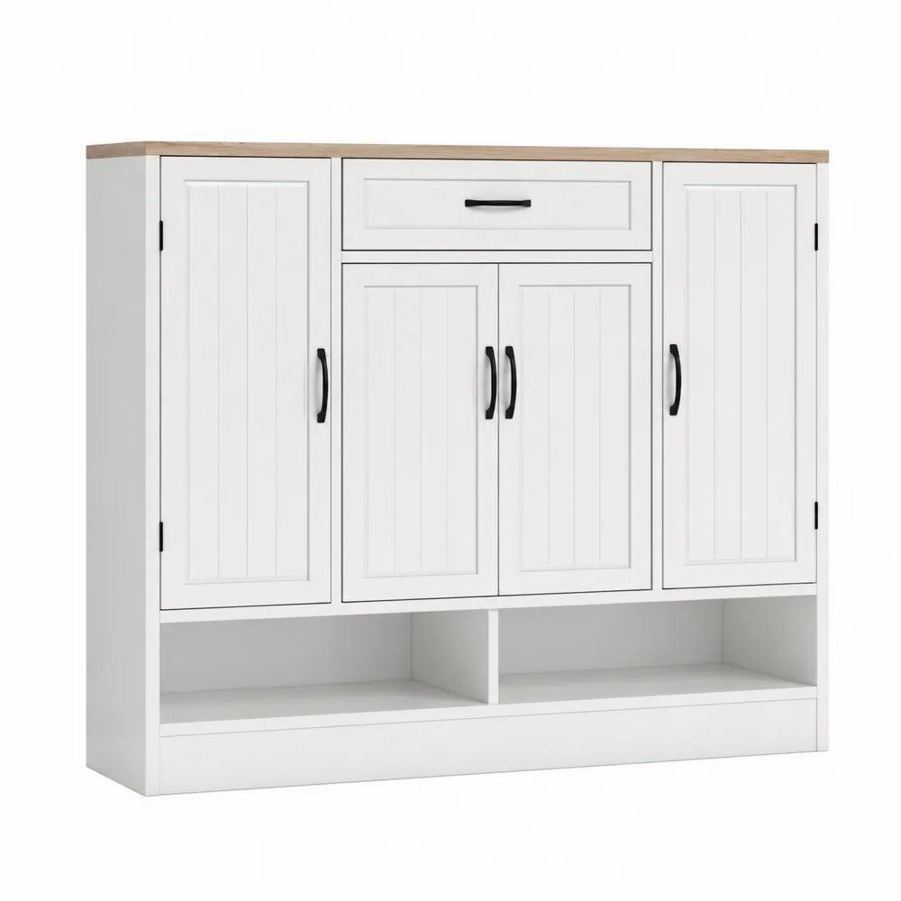 Biały regał na buty MDF i blat z płyty wiórowej 100x120x40 cm