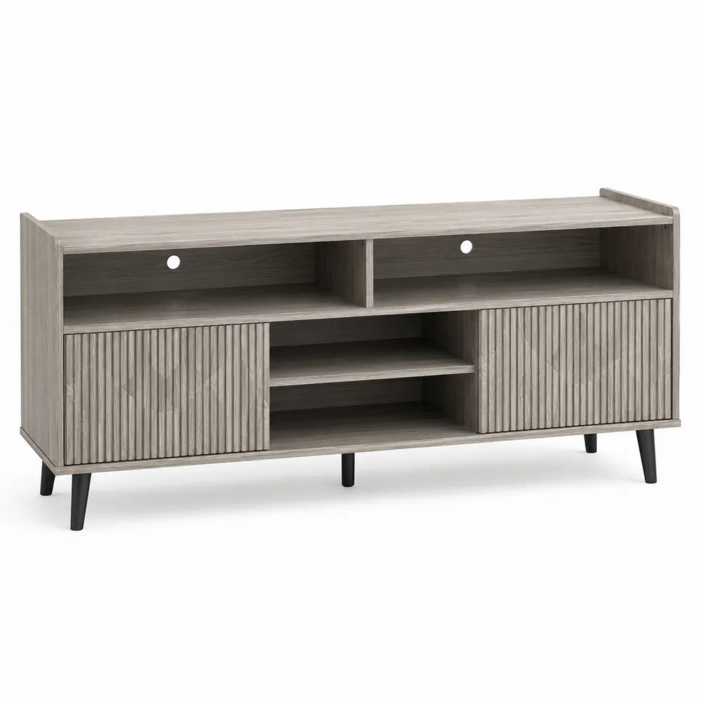 Szafka RTV drewniana z półkami Szary Dąb 150x40x60 cm