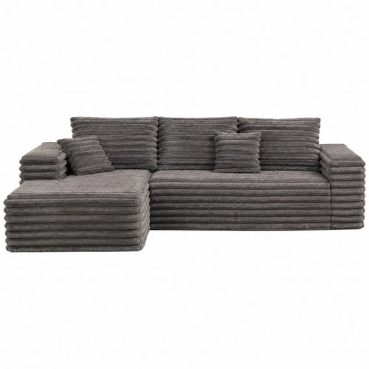 Sofa narożna welurowa antracytowa 300 cm