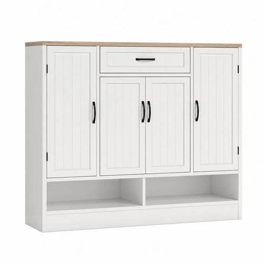 Biały regał na buty MDF i blat z płyty wiórowej 100x120x40 cm