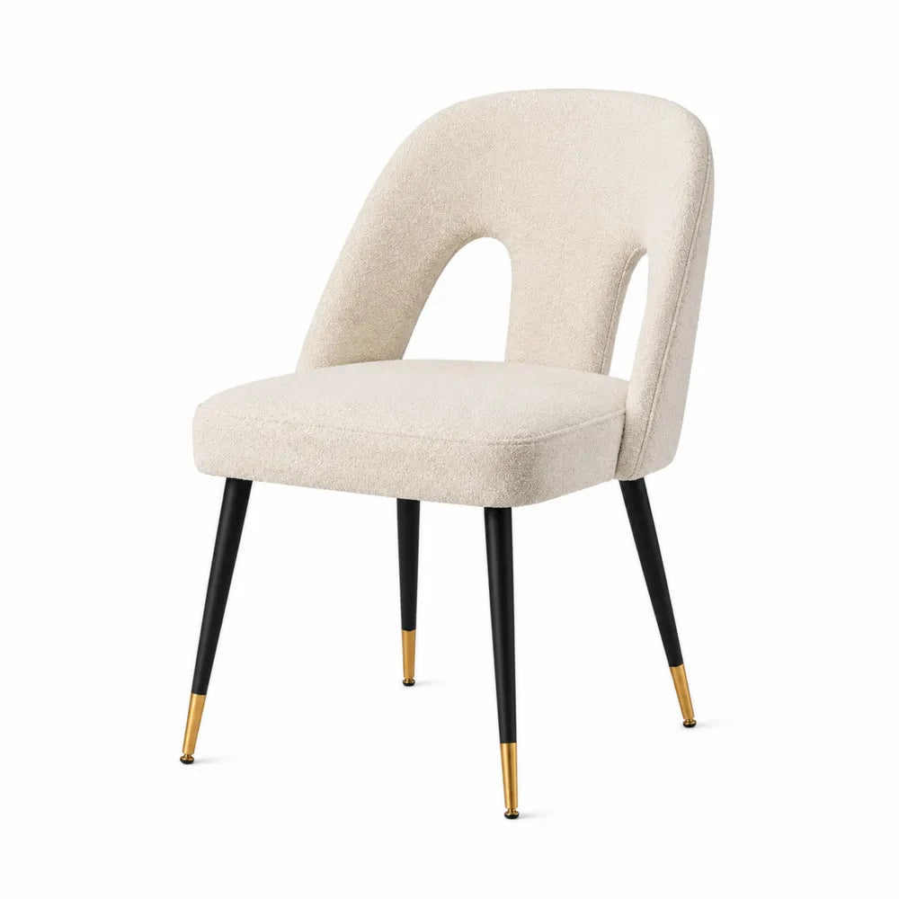 Krzesło z tkaniny boucle z metalowymi nogami 85 cm