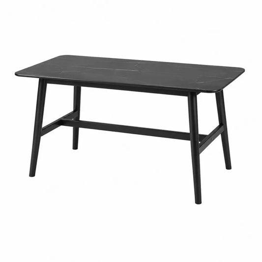 Stół jadalniany prostokątny czarny marmur metal 140x80x75 cm