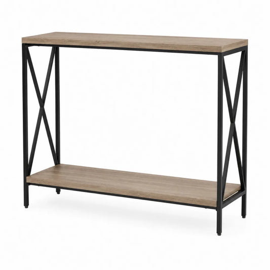 Konsola z metalu i drewna dębowego, 120 cm