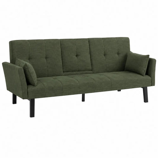 Sofa rozkładana z tkaniny zielona 180x80x75 cm