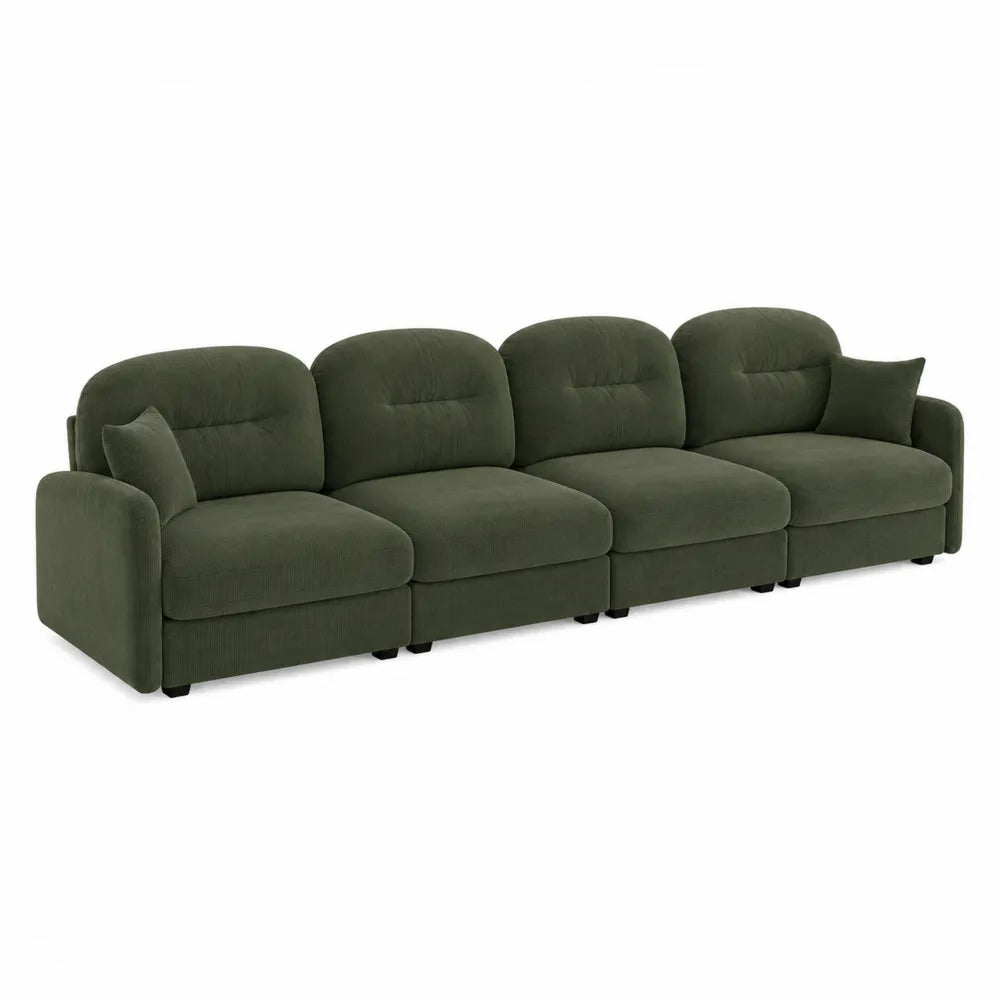 Sofa modułowa 4-osobowa z weluru zielona