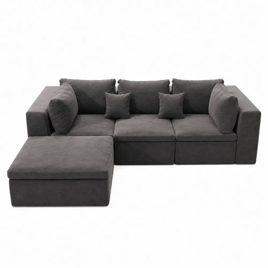 Sofa narożna szara poliester bawełna 300x170x70 cm