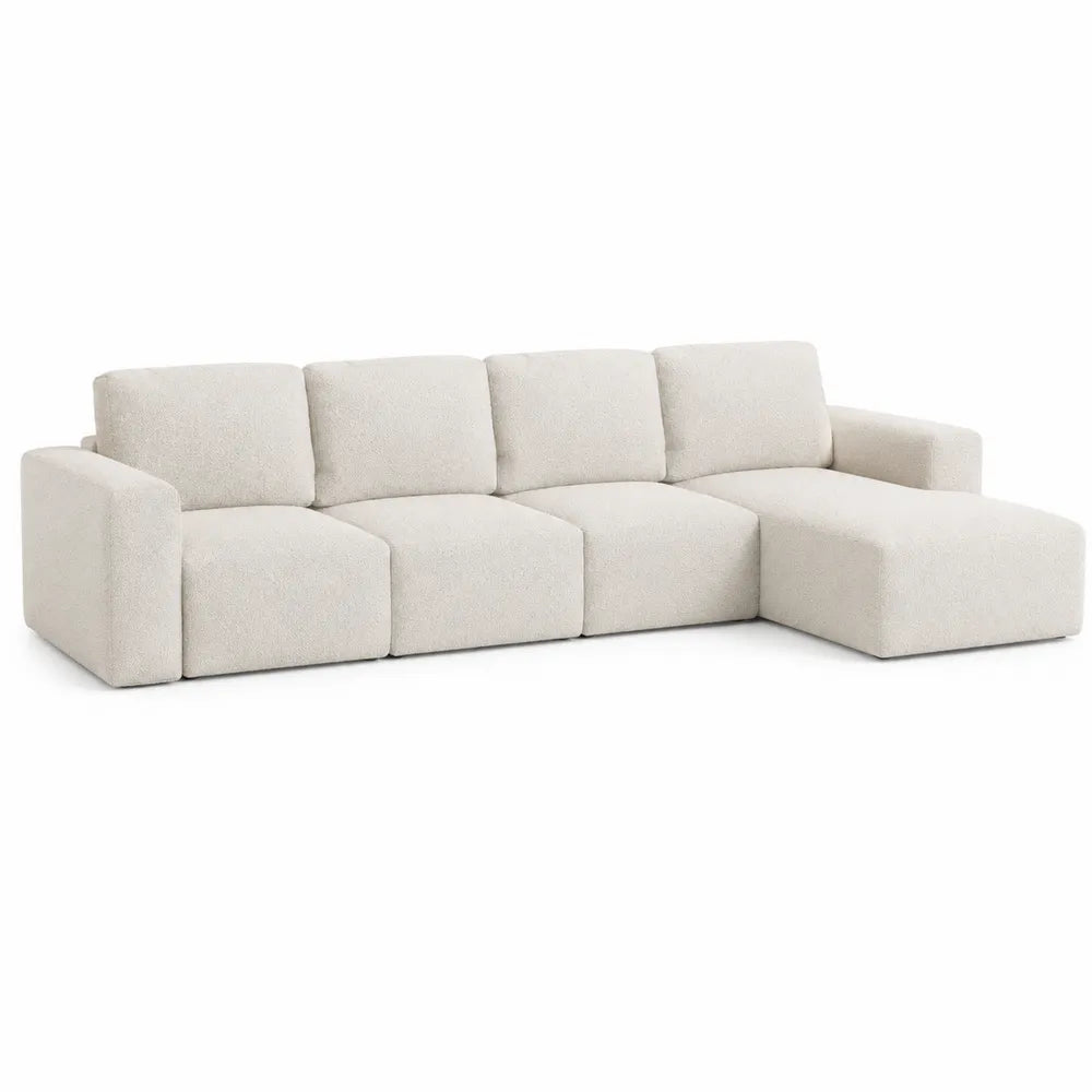 Narożna sofa modułowa z tkaniny bouclé beżowa 280x150x90 cm