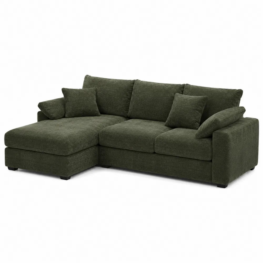 Narożna sofa materiałowa zielona 285cm