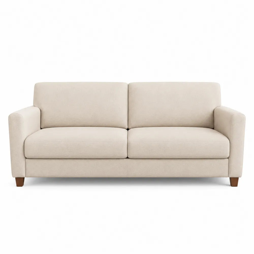 Sofa trzyosobowa beżowa z tkaniny poliestrowej 200x85x90 cm
