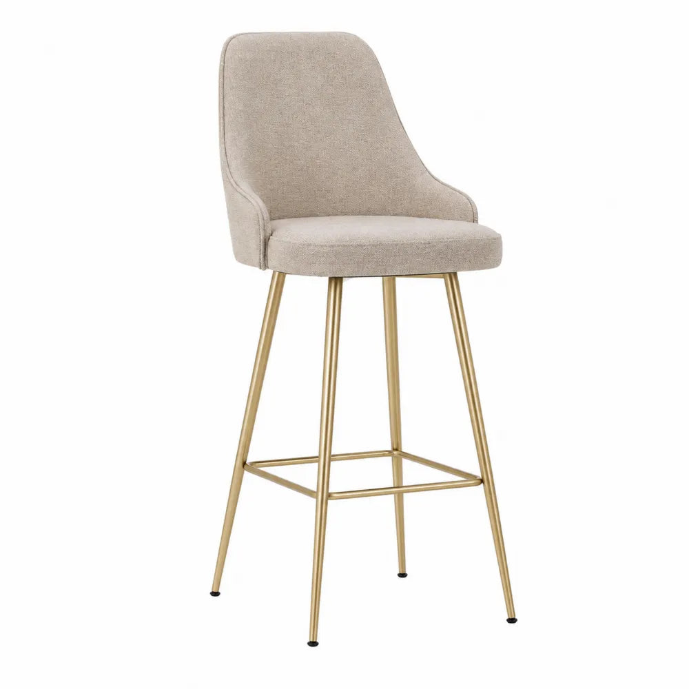 Stołek barowy tkanina poliester stal złota 110cm