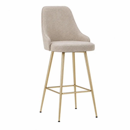 Stołek barowy tkanina poliester stal złota 110cm
